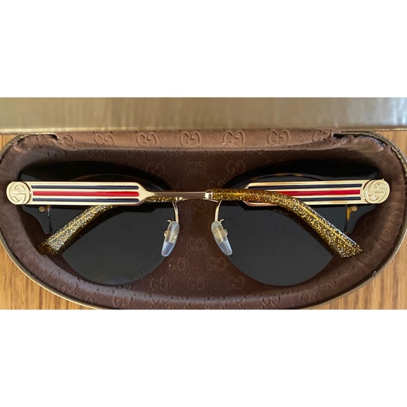 💯Authentic Gucci Sylvie Havana Cat Eye Sunglasses GG0283S - Picture 12 of 15